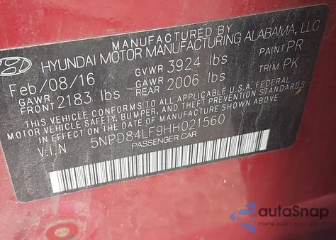 2017 Hyundai Elantra Se из США, поврежденный, VIN 5NPD84LF9HH021560